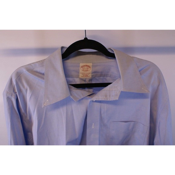 Brooks Brother Dress Shirt Men's 17.5-36 Blue 100% Cotton Traditional Fit Pocket - Picture 4 of 6